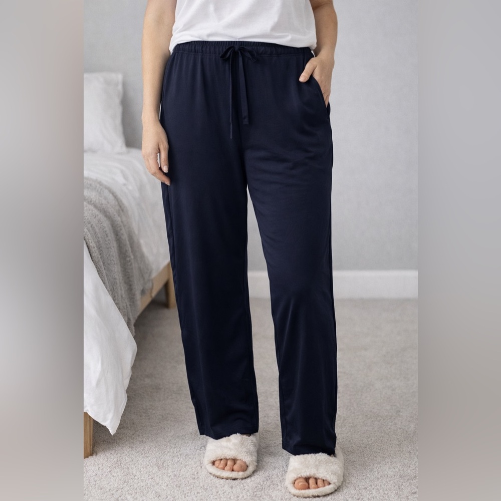 Natori Navy Pajama Pants | Luxe Lounge Sleepwear | Drawstring Waist | Large